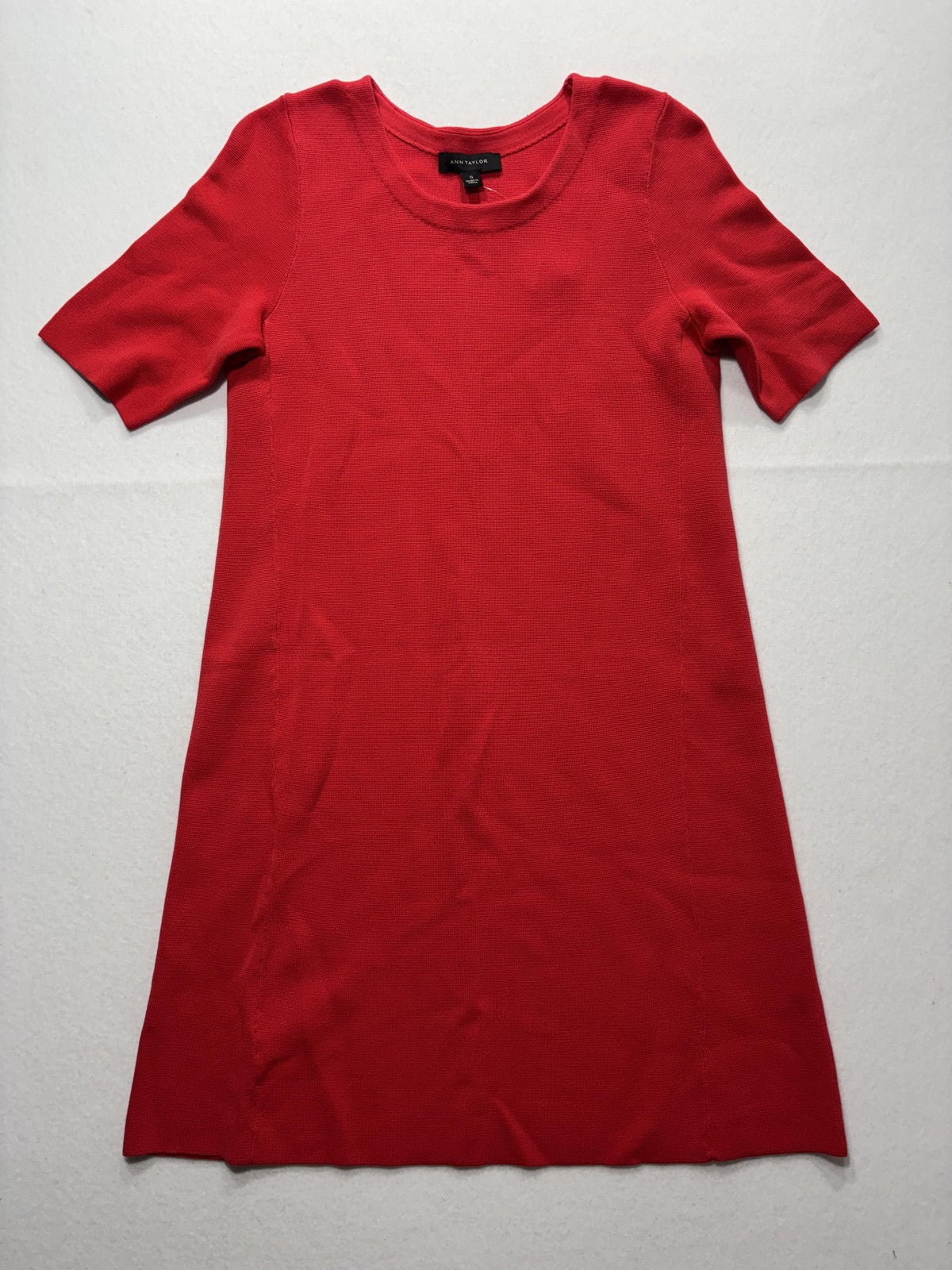 Ann Taylor T-Shirt Dress Womens Small Red Knit Crewneck Short Sleeve Cotton
