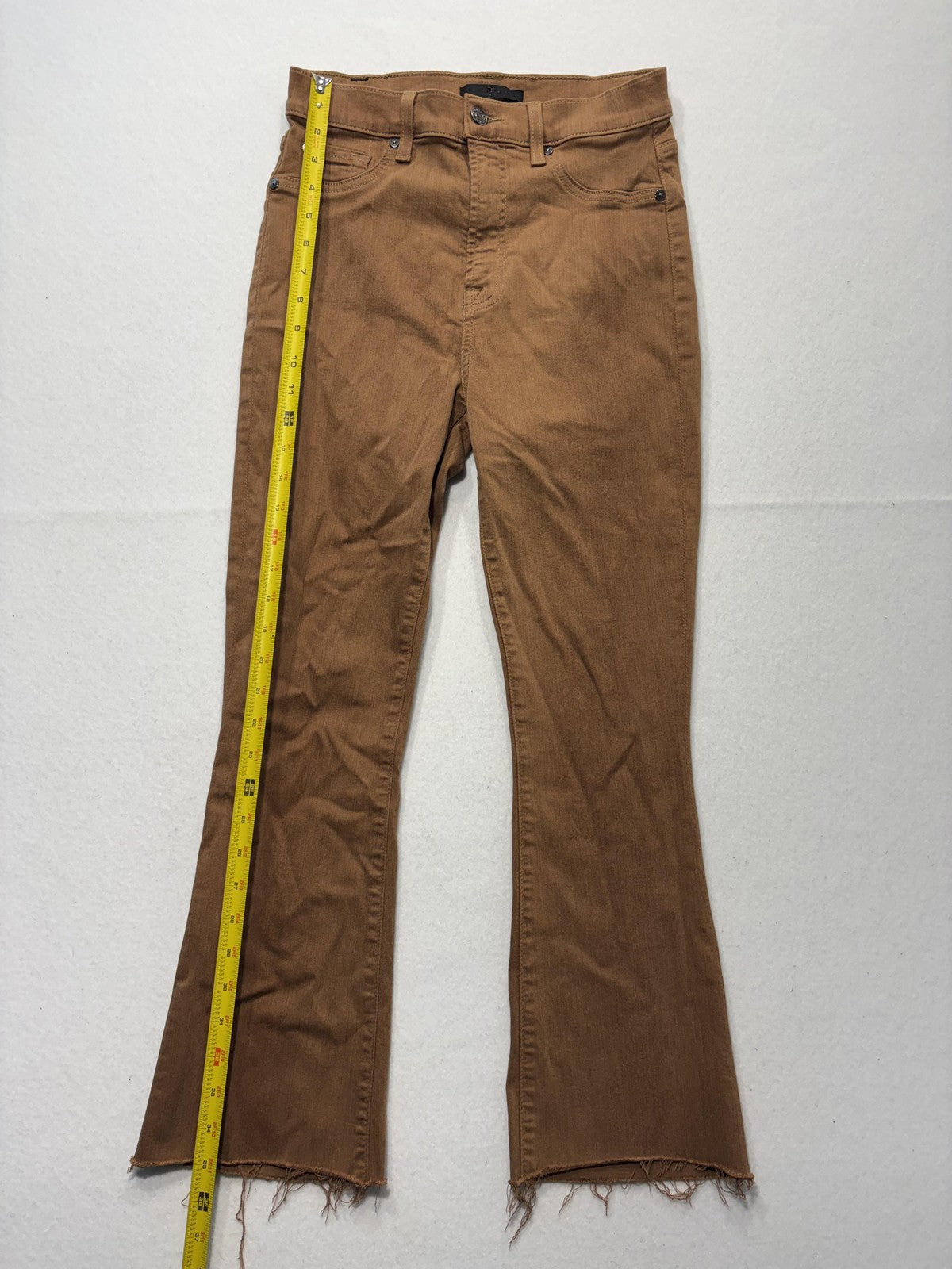 7 For All Mankind Jeans Womens 29 Brown Medium Wash Bootcut Distressed 29x32.5