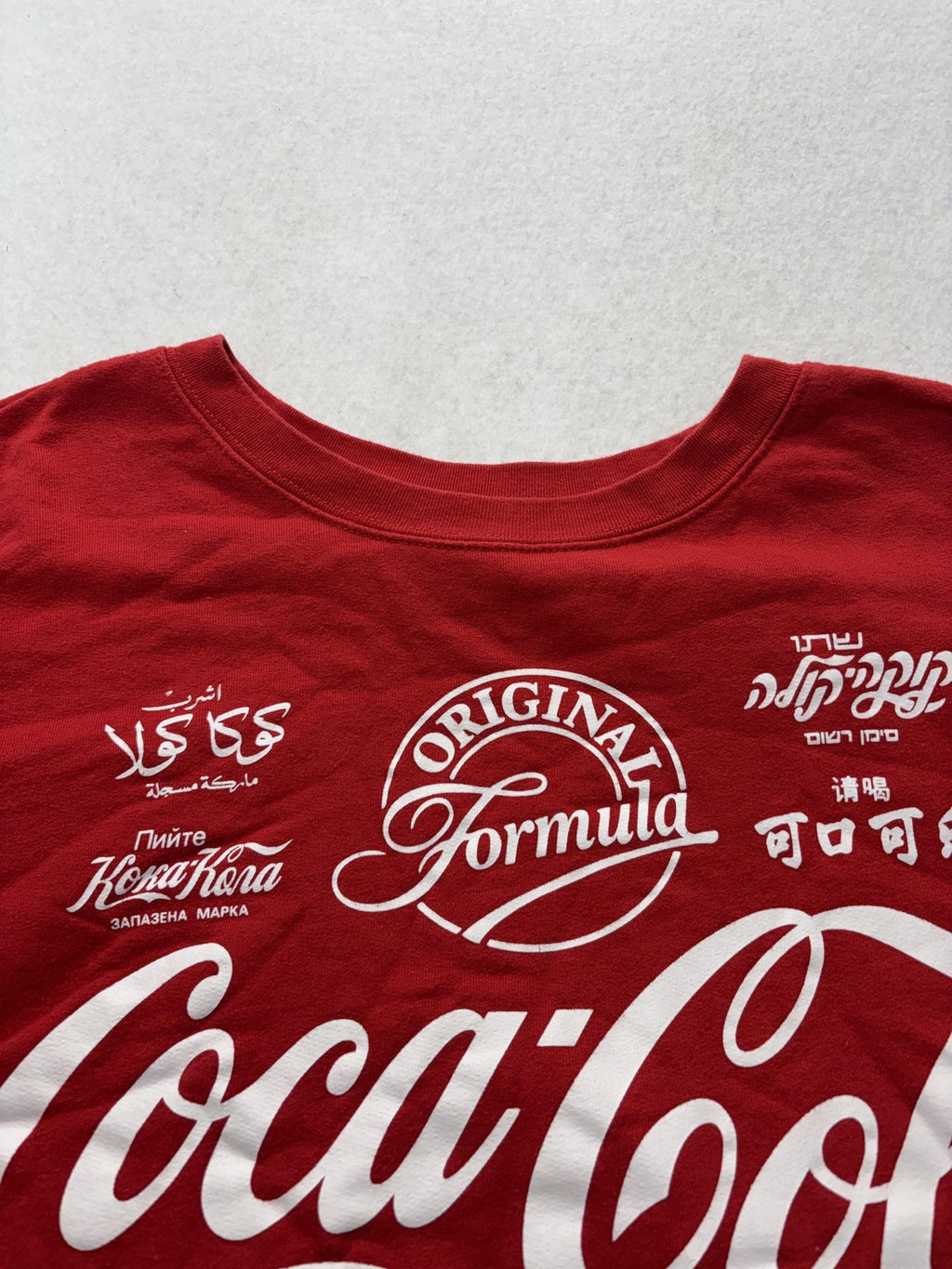 Coca-Cola Sweatshirt Unisex Kids XL Red Crew Neck Classic Logo Fleece Pullover