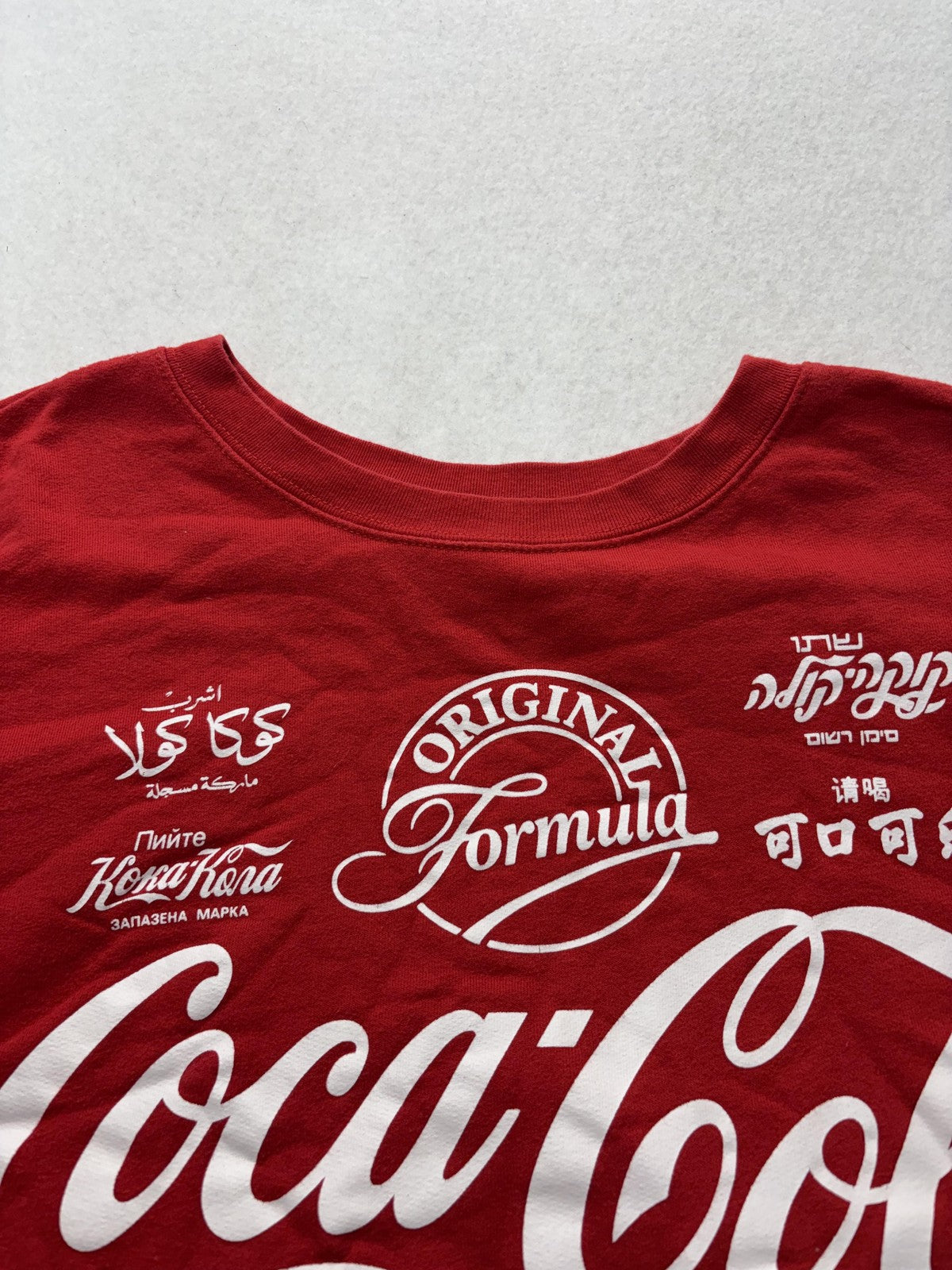 Coca-Cola Sweatshirt Unisex Kids XL Red Crew Neck Classic Logo Fleece Pullover