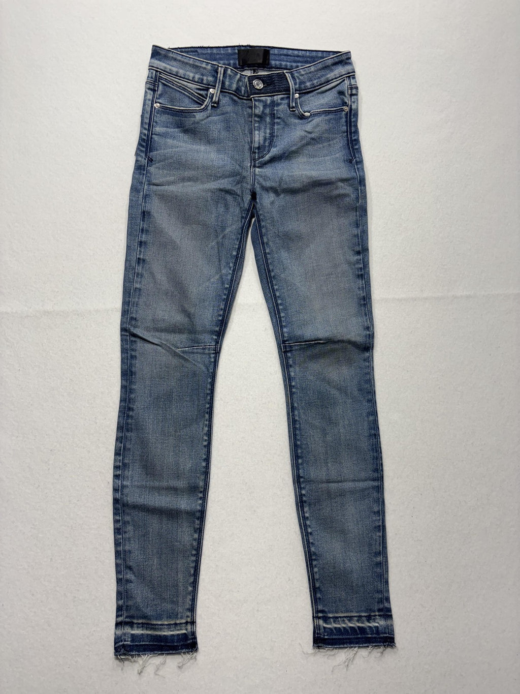 RtA Jeans Womens 25 Blue Medium Wash Mid Rise Skinny Stretch Raw Hem 25x29