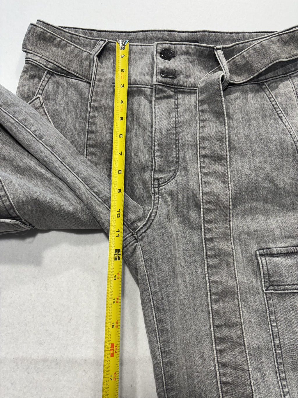 White House Black Market Utility Cargo Jeans Womens 10R Gray High Rise Wide Leg