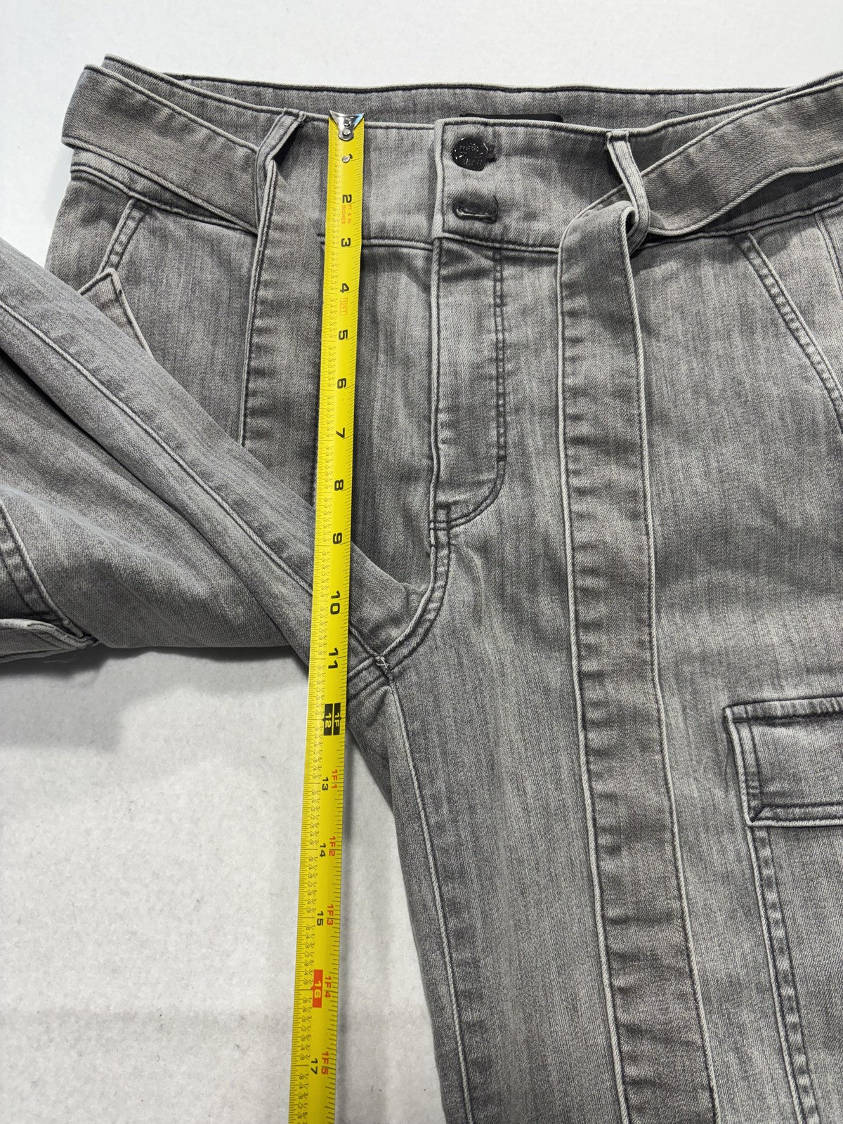 White House Black Market Utility Cargo Jeans Womens 10R Gray High Rise Wide Leg