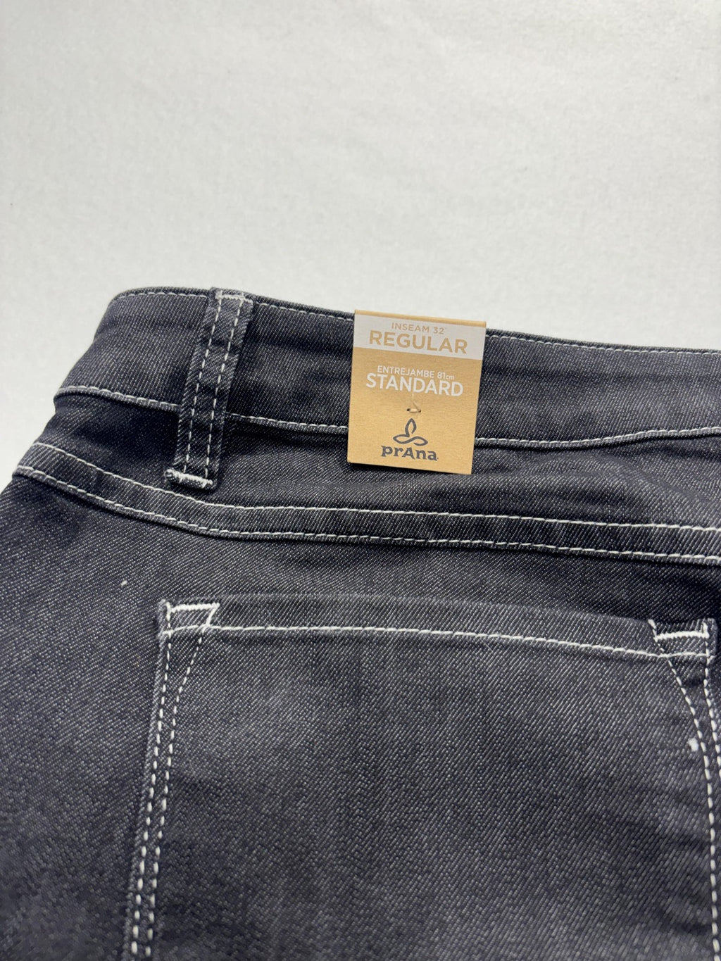 PrAna Jeans Womens 12 Gray Dark Wash Straight Leg Mid Rise Stretch 33x32