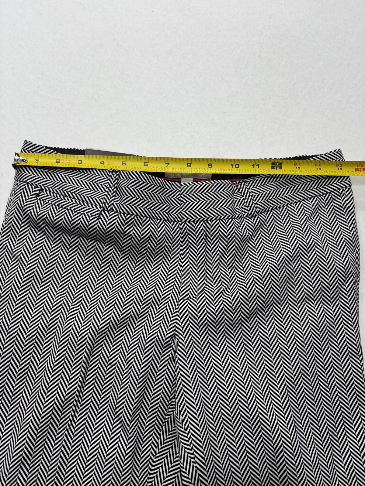 Banana Republic Dress Pants Womens 4 Black White Herringbone Sloan Slim Ankle