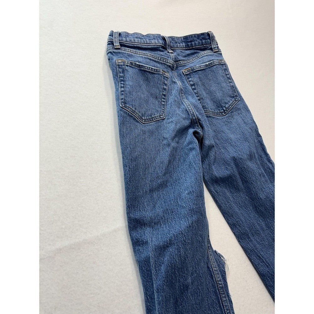 Abercrombie & Fitch 90s Straight Jeans Womens 25 Blue High Rise Distressed 25x27