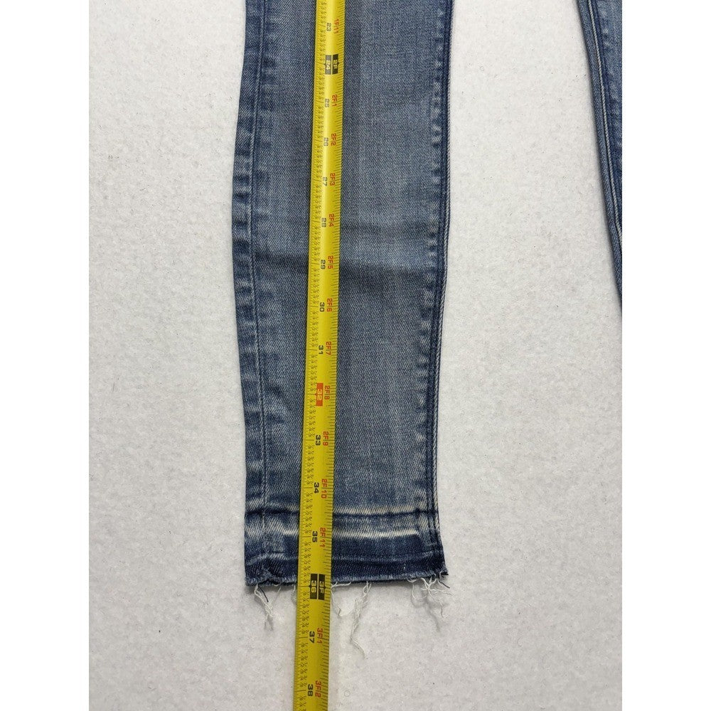 RtA Jeans Womens 25 Blue Medium Wash Mid Rise Skinny Stretch Raw Hem 25x29