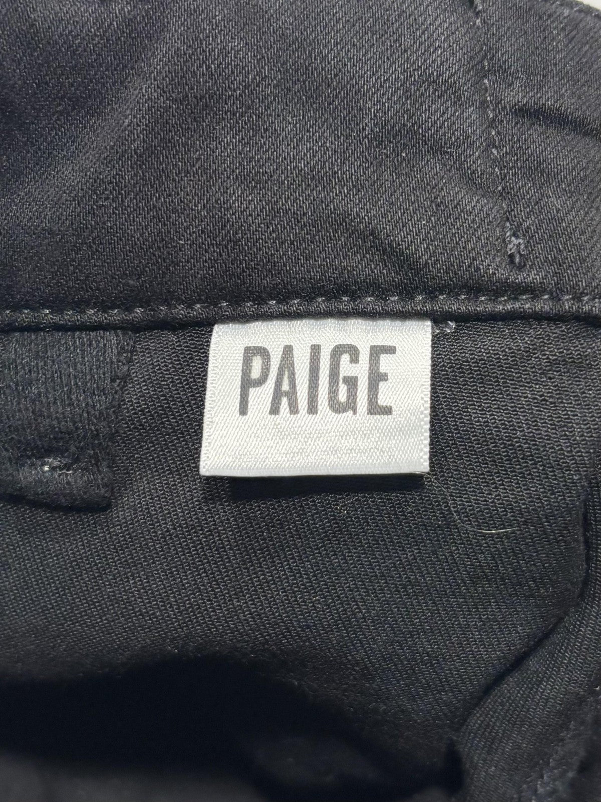 Paige Pants Womens 27 Black Mayslie Coated Denim Jogger Ankle Zip Cuffed Stretch