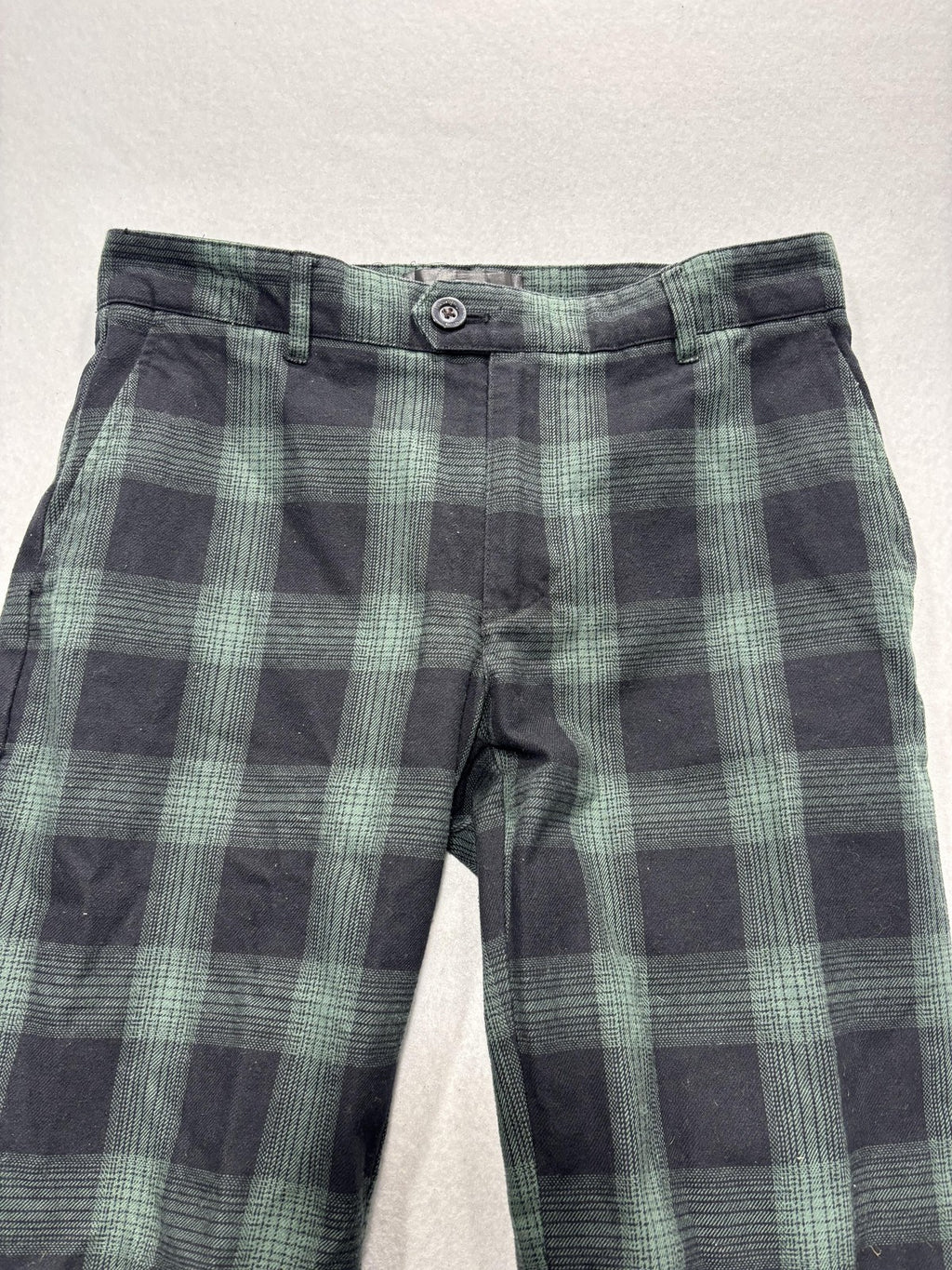 Houston White Chino Pants Mens 30x30 Green Plaid Regular Fit Tapered Leg Casual