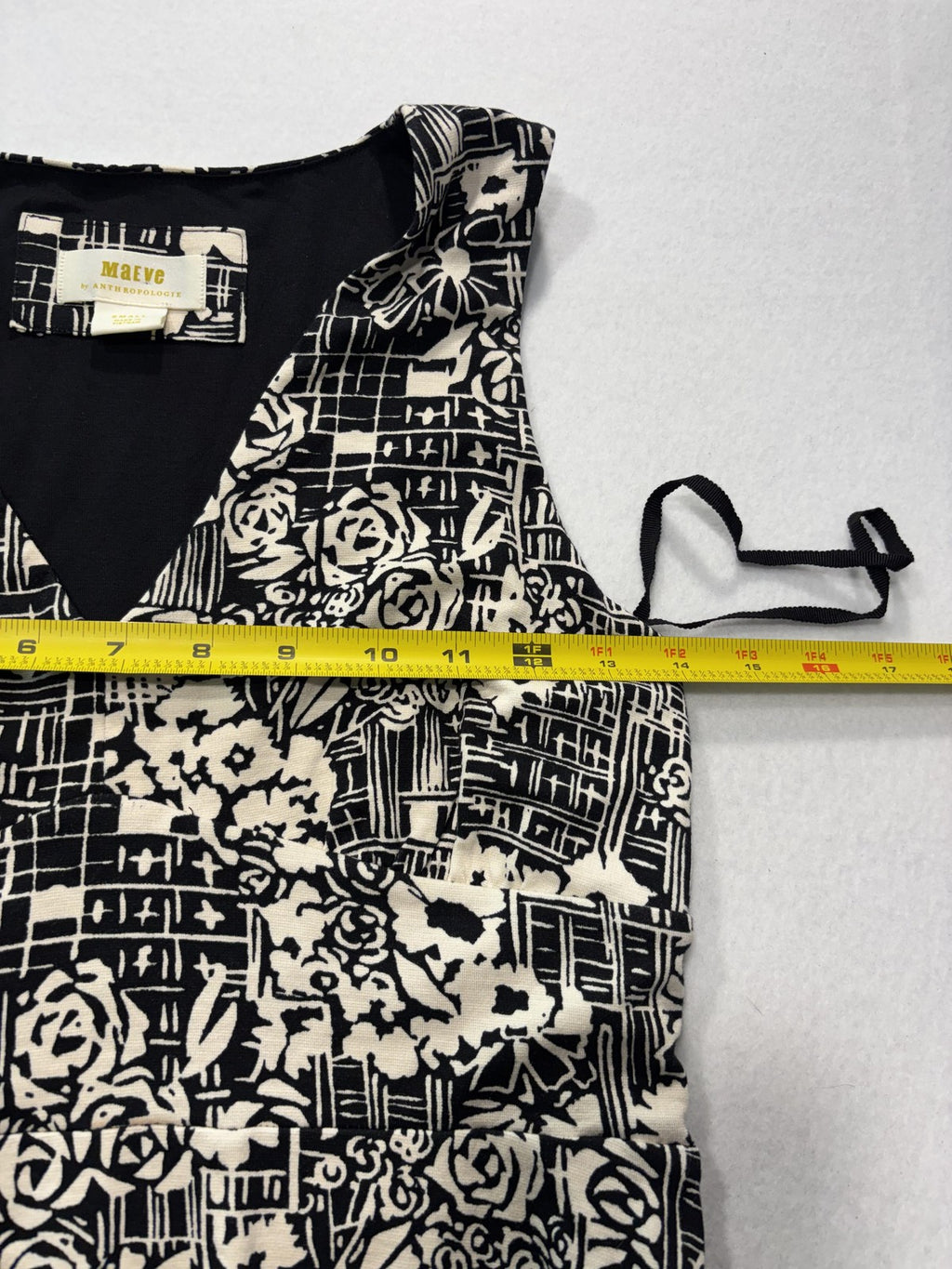 Maeve Dress Womens Small Black Floral V Neck Sleeveless Maxi Anthropologie Boho