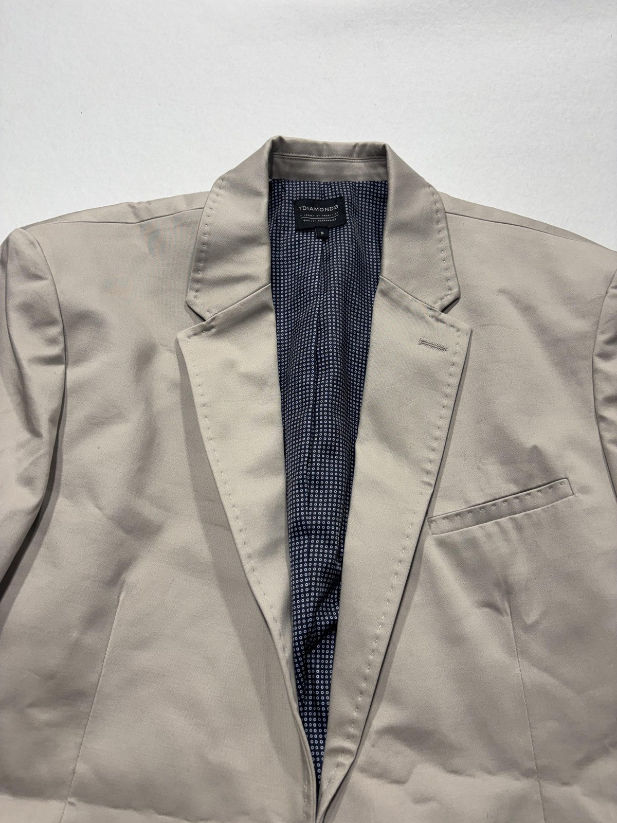 7 Diamonds Sport Coat Mens Small Beige Two Button Notch Lapel Blazer Casual