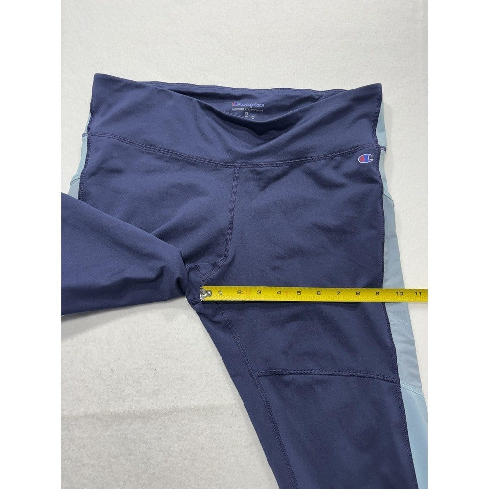 Champion Leggings Womens XL Blue Colorblock Zip Ankle Athleticwear M9217