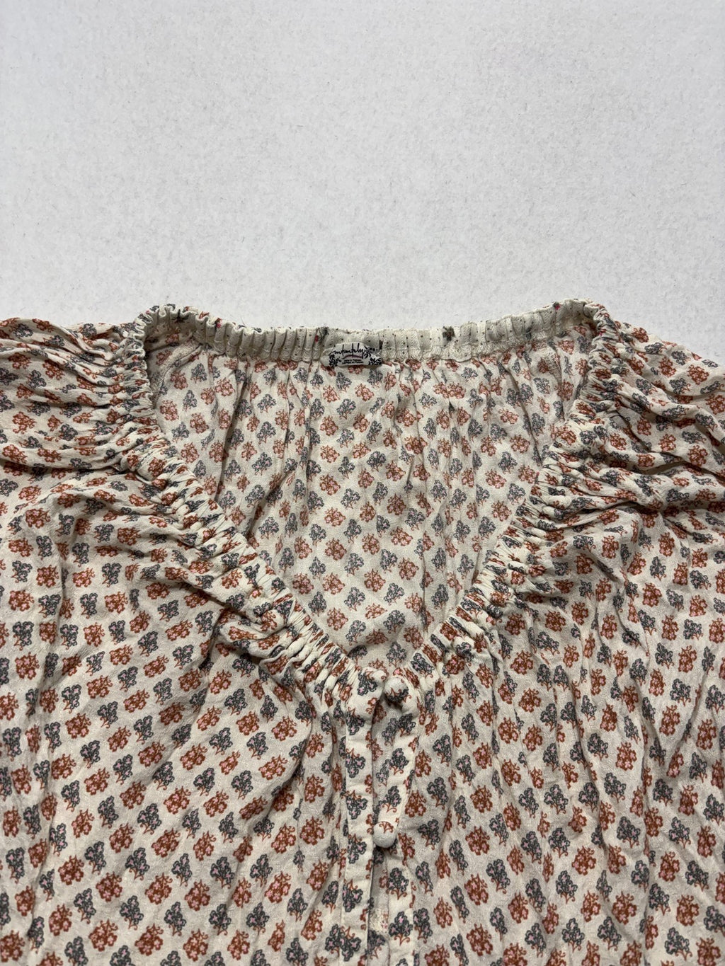 Intimately Free People White Floral Ruffle Peplum Blouse Womens Small OB801770