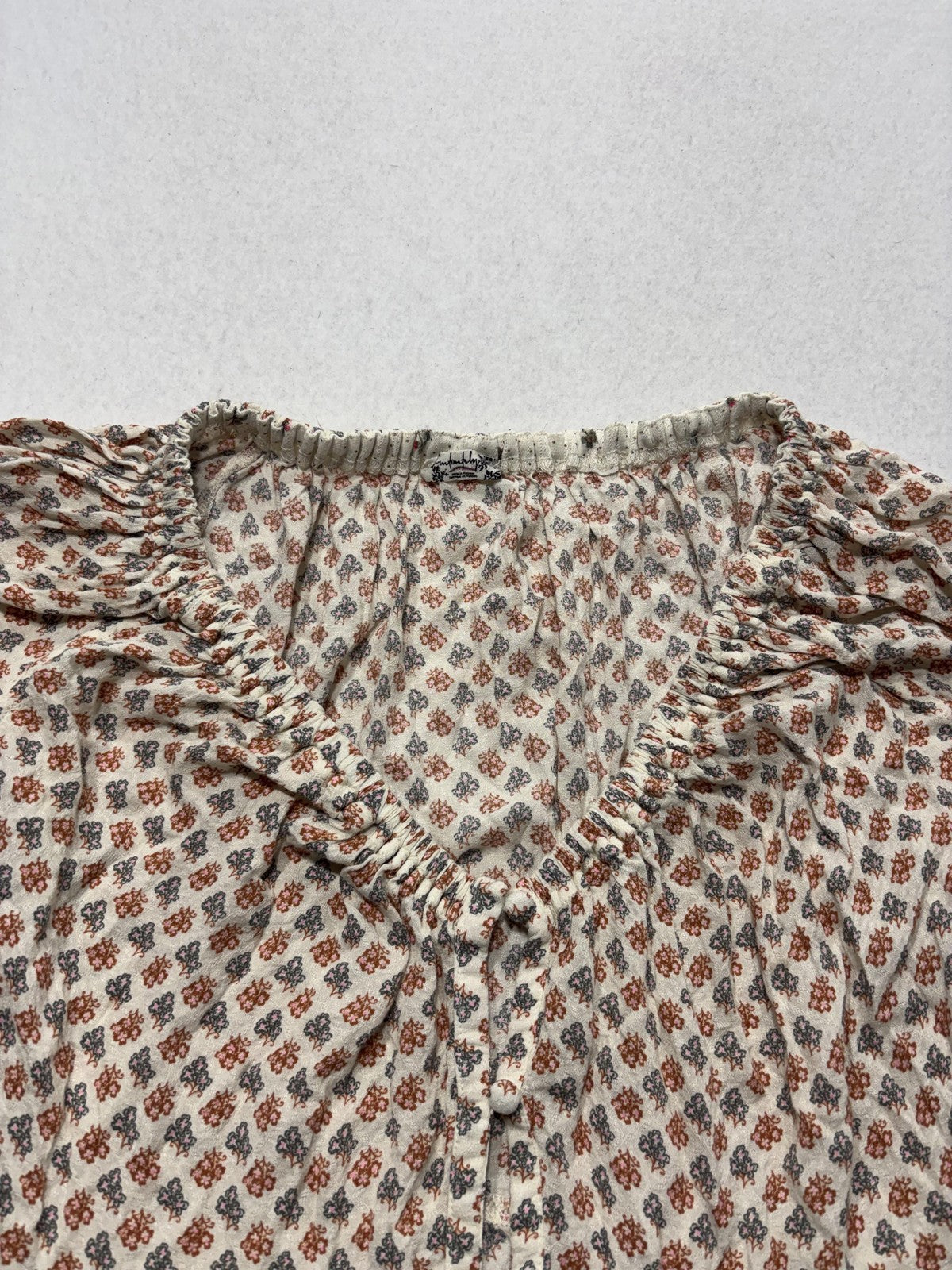 Intimately Free People White Floral Ruffle Peplum Blouse Womens Small OB801770