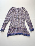 Lucky Brand Blouse Womens 2X Plus Purple Scoop Neck Long Sleeve Floral Tunic Top