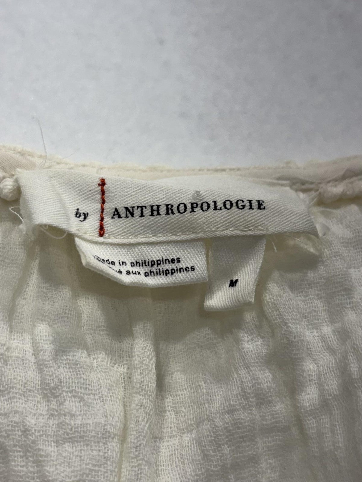 Anthropologie Dress Womens Medium White V Neck Button Front Braided Hi Low Boho