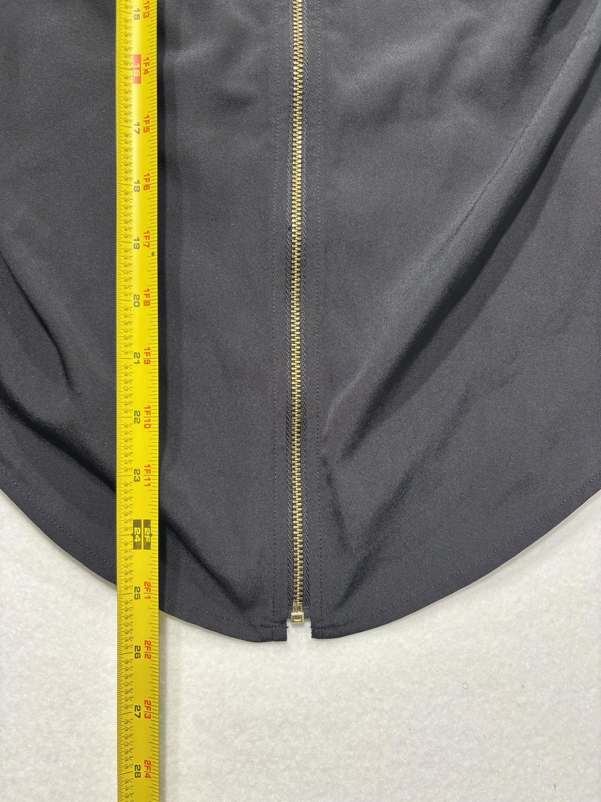 MICHAEL Michael Kors Blouse Womens Small Black Zip Collared Long Sleeve Top