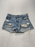 Levi's 501 Shorts Womens 8 Blue Denim High Rise Distressed Cut Off A00432