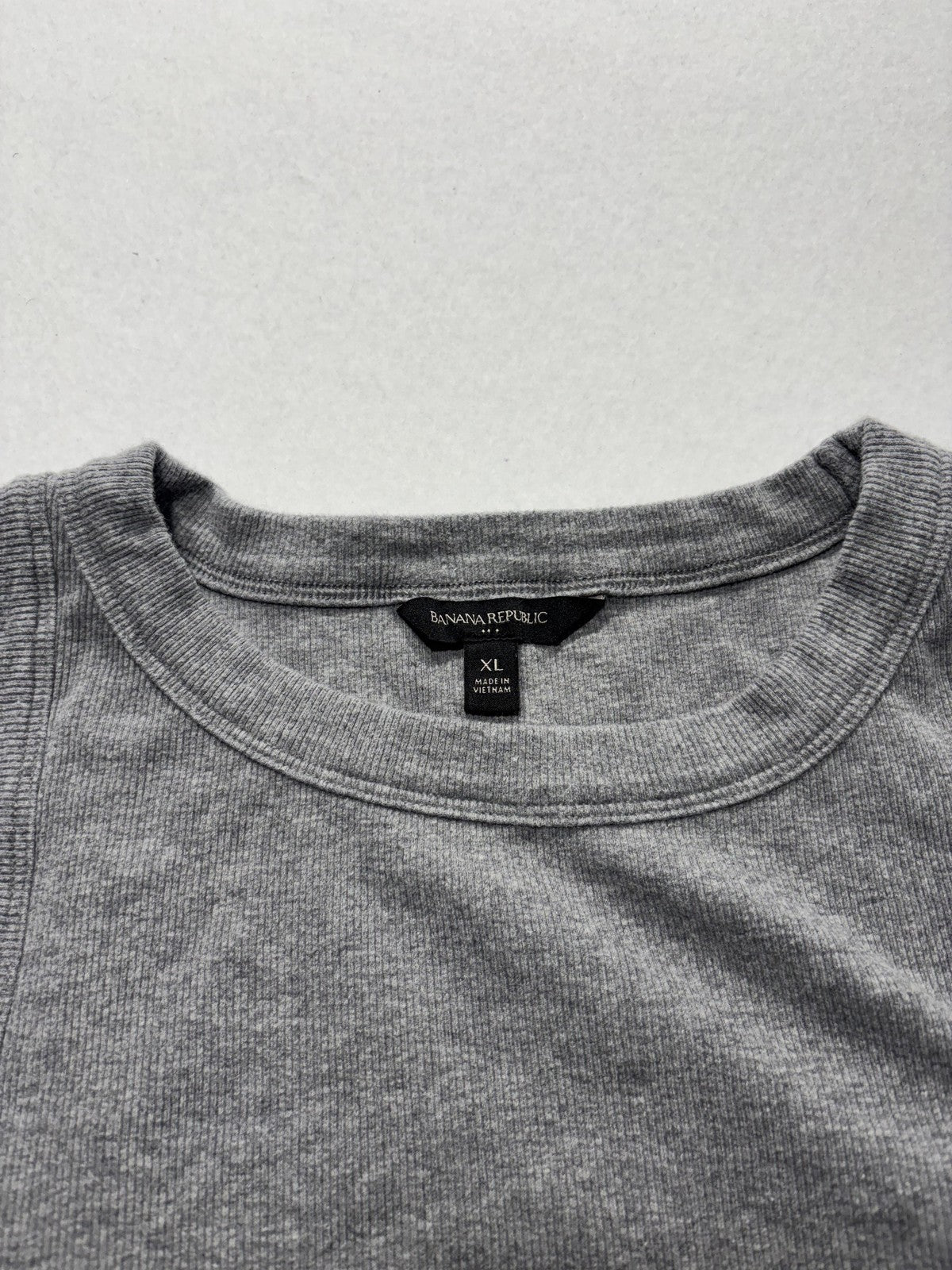 Banana Republic Tank Top Womens XL Gray Ribbed Knit Basic Summer Casual
