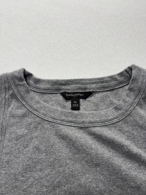 Banana Republic Tank Top Womens XL Gray Ribbed Knit Basic Summer Casual
