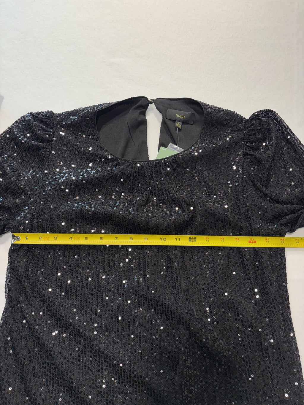 Maia Dress Womens 12 Black Sequin Mesh Long Sleeve Shift Party Cocktail Holiday