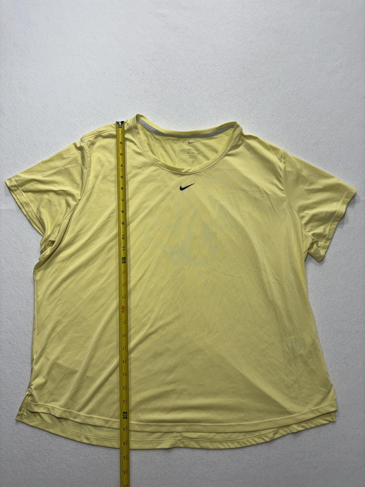 Nike Shirt Womens XXL Yellow Dri-FIT Crew Neck Short Sleeve Running Athletic Top