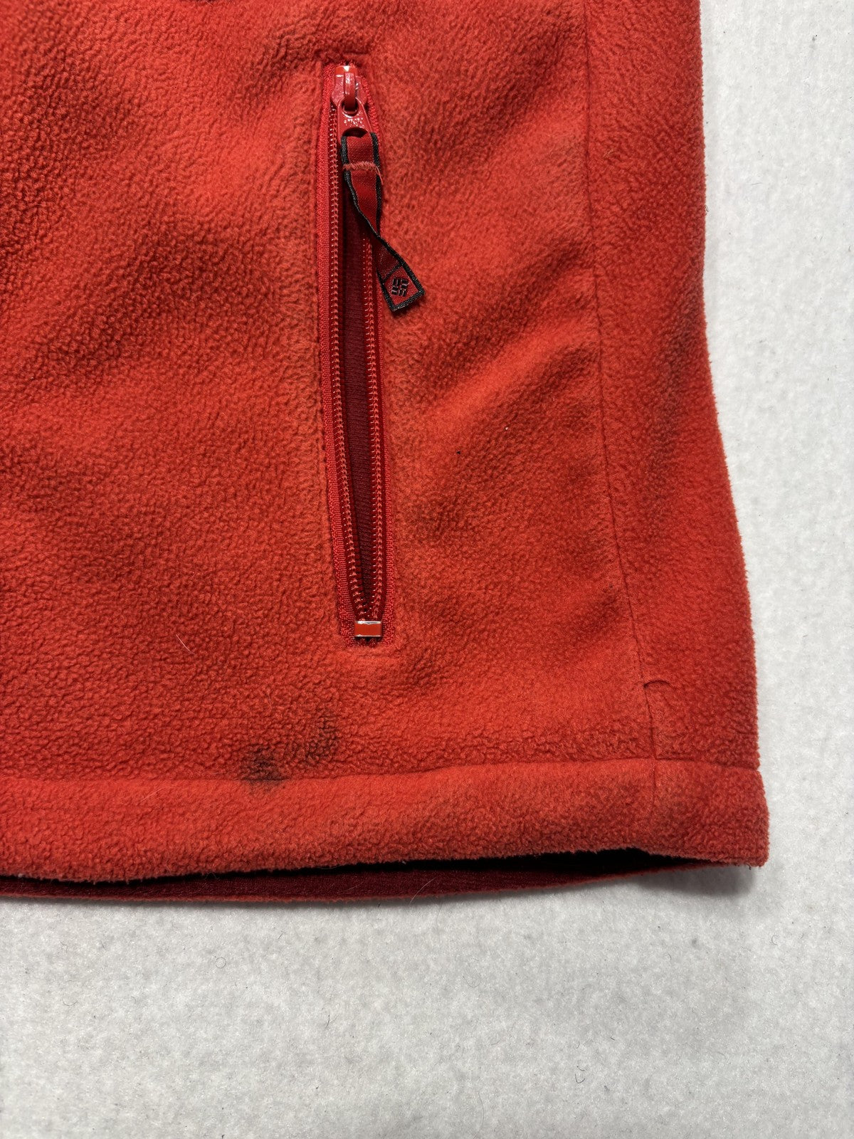 Columbia Jacket Mens Small Red Fleece Full Zip Chi Omega College Windbreaker