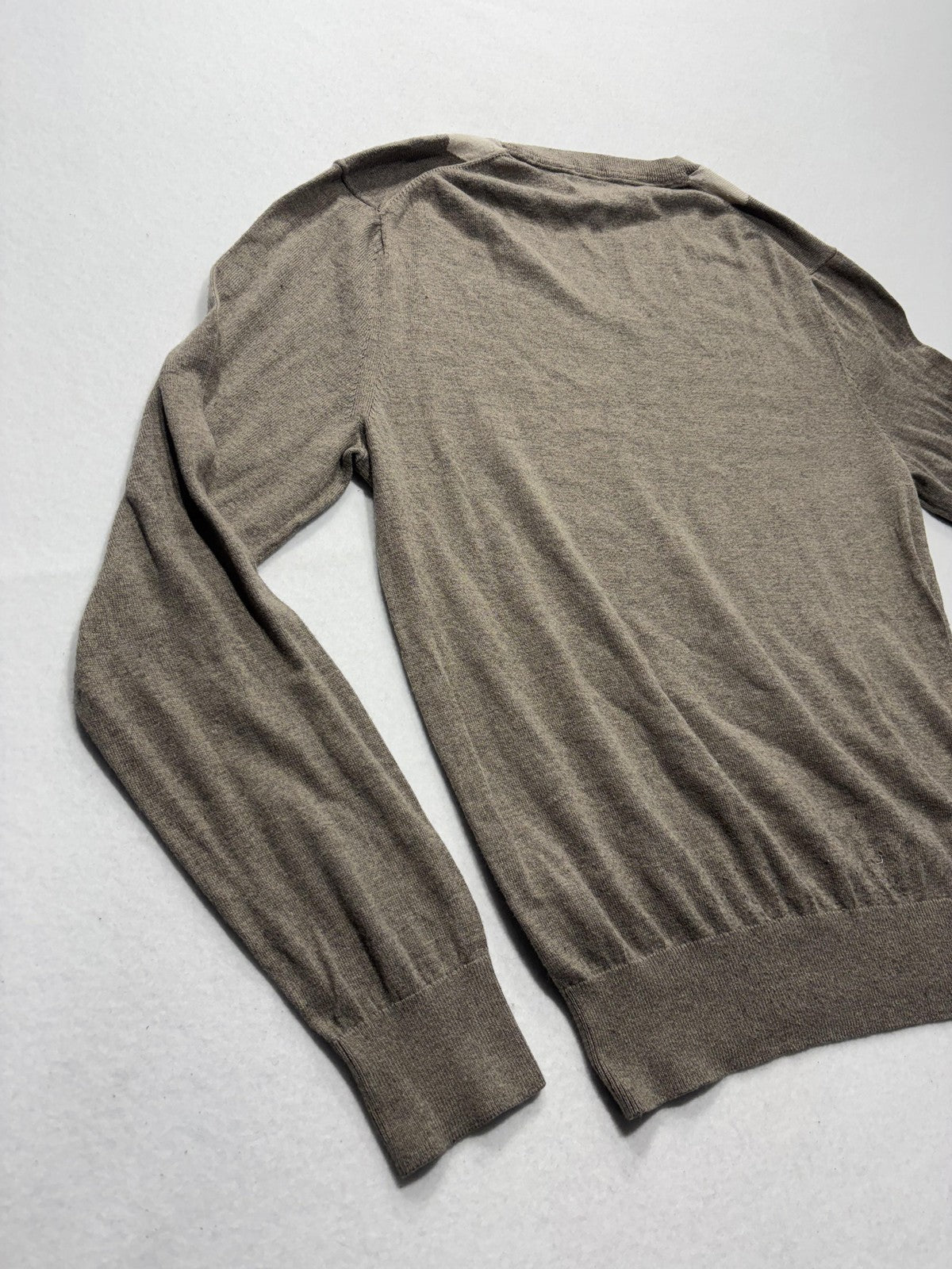 Banana Republic Sweater Mens Medium Brown Argyle V Neck Silk Blend Knit Pullover