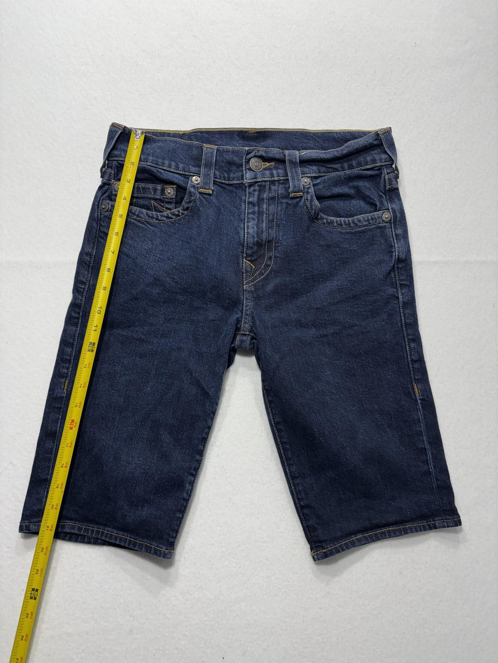 True Religion Bermuda Shorts Mens 31 Blue Ricky Relaxed Denim Stretch 5-Pocket