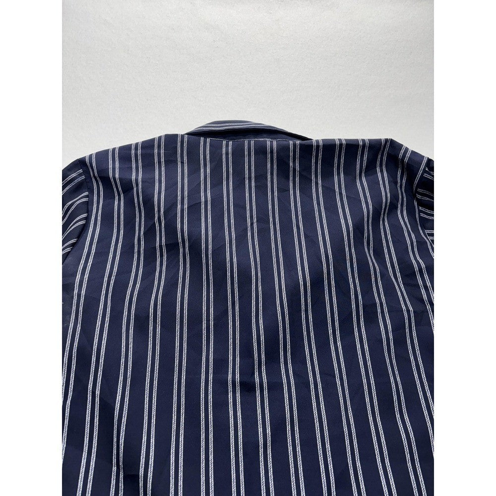 MICHAEL Michael Kors Blouse Womens Large Blue Stripe Zip Tunic Long Sleeve Top
