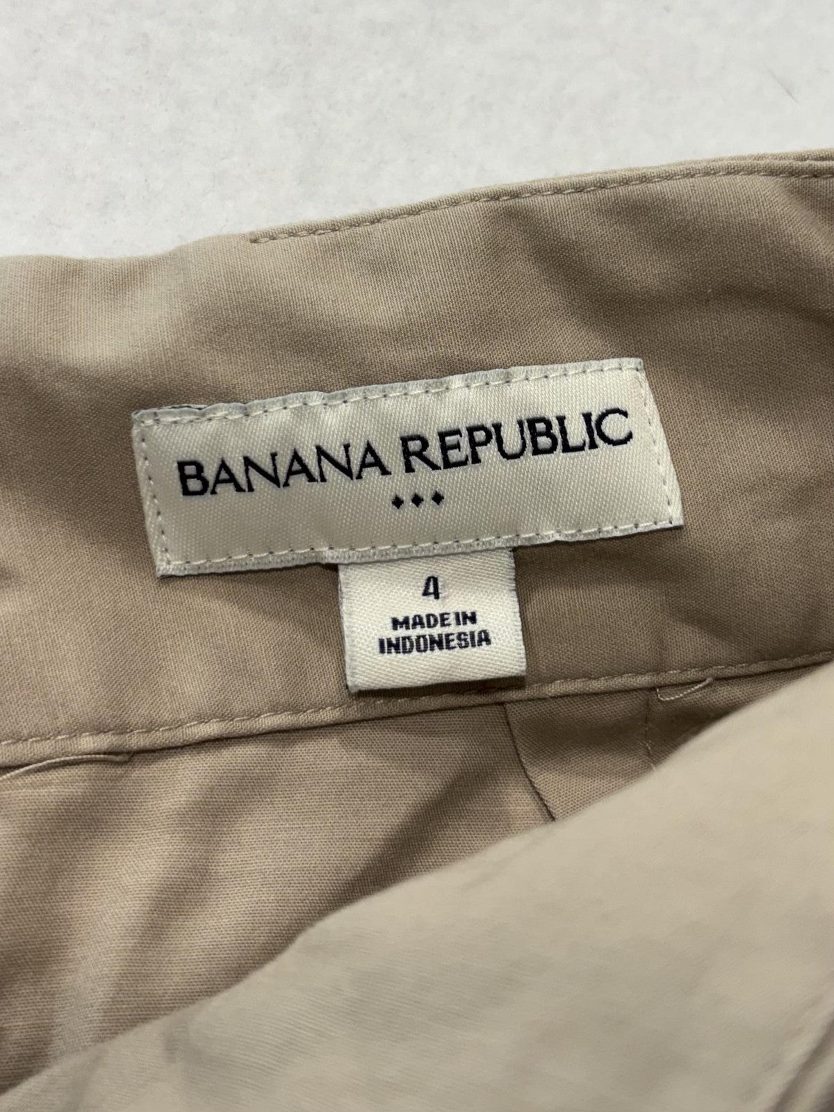 Banana Republic Skirt Womens 4 Beige Stretch Twill Knee Length Pencil Work