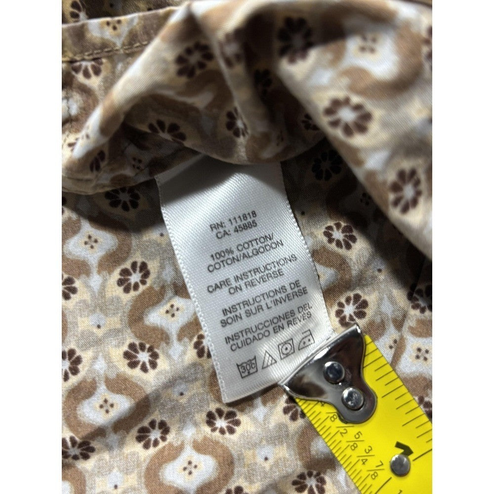 Michael Kors Dress Shirt Mens Large Brown Floral Long Sleeve Tailored Fit Cotton