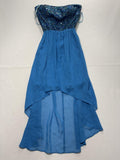 Hailey Logan Dress Juniors 5/6 Blue Sequin Sweetheart Strapless Hi Low Party