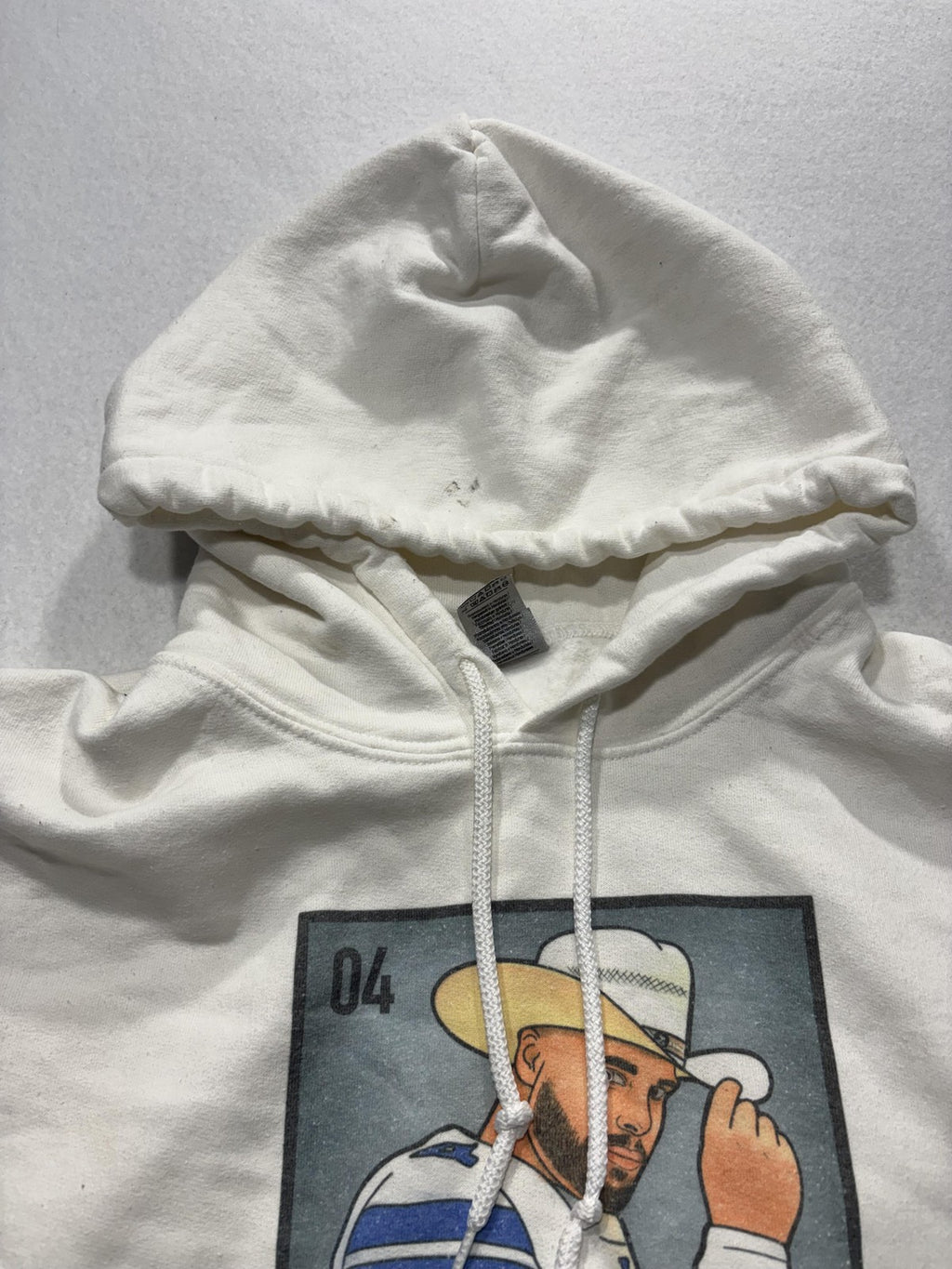 Gildan Hoodie Mens Large White El Dak Cowboy Graphic Fleece Pullover Football