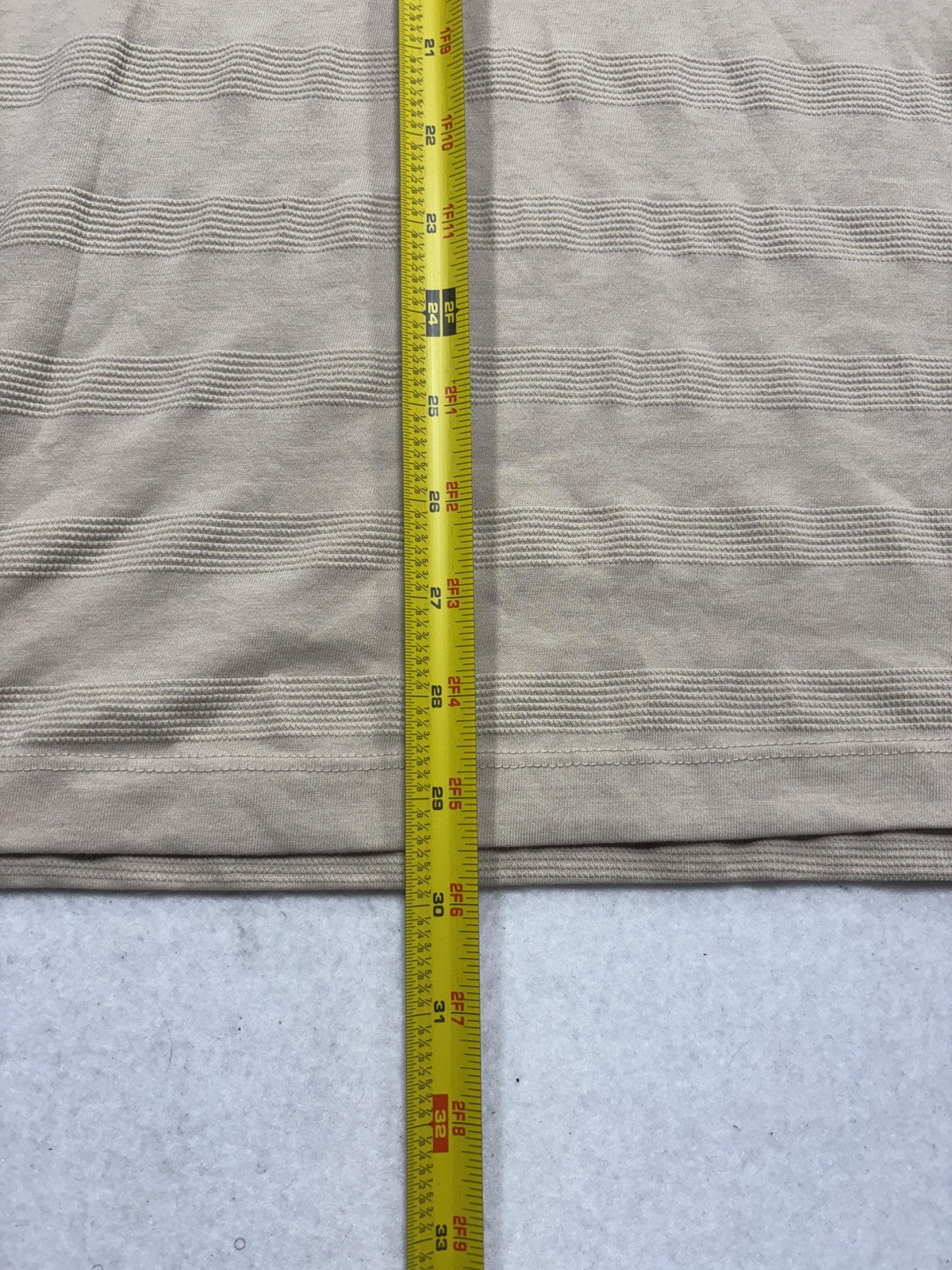 Michael Kors Shirt Mens Large Beige Textured Stripe Crew Neck Short Sleeve Tee