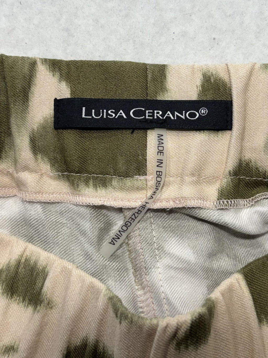 Luisa Cerano Dress Pants Womens 4 Pink Green Animal Print Wide Leg Pull On