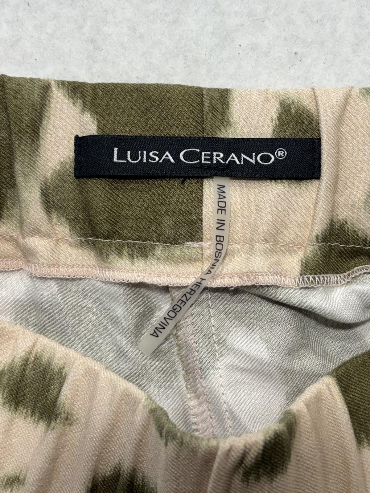 Luisa Cerano Dress Pants Womens 4 Pink Green Animal Print Wide Leg Pull On