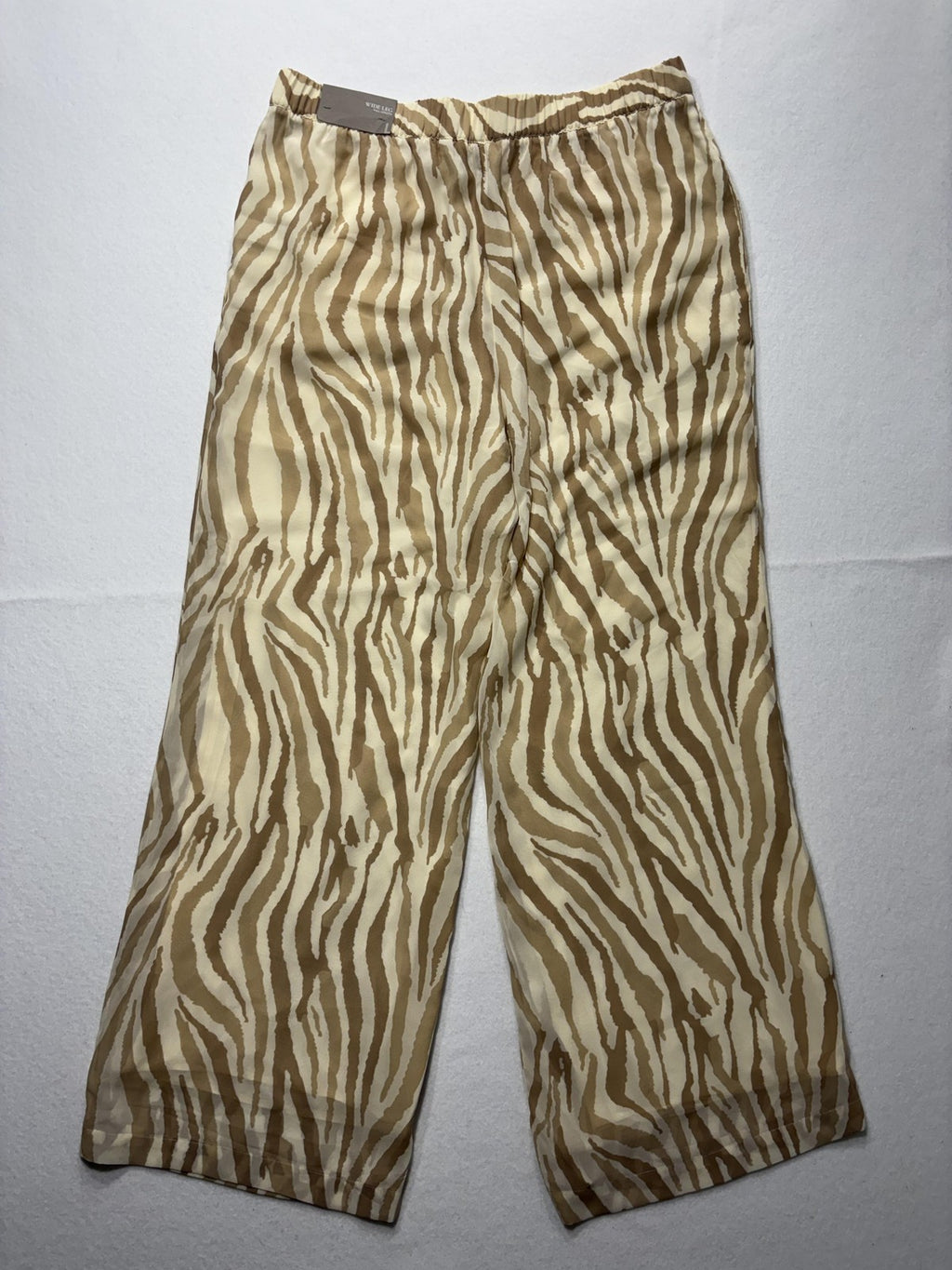 Soft Surroundings Dress Pants Womens Large Beige Neutral Zebra Wide Leg Pull On