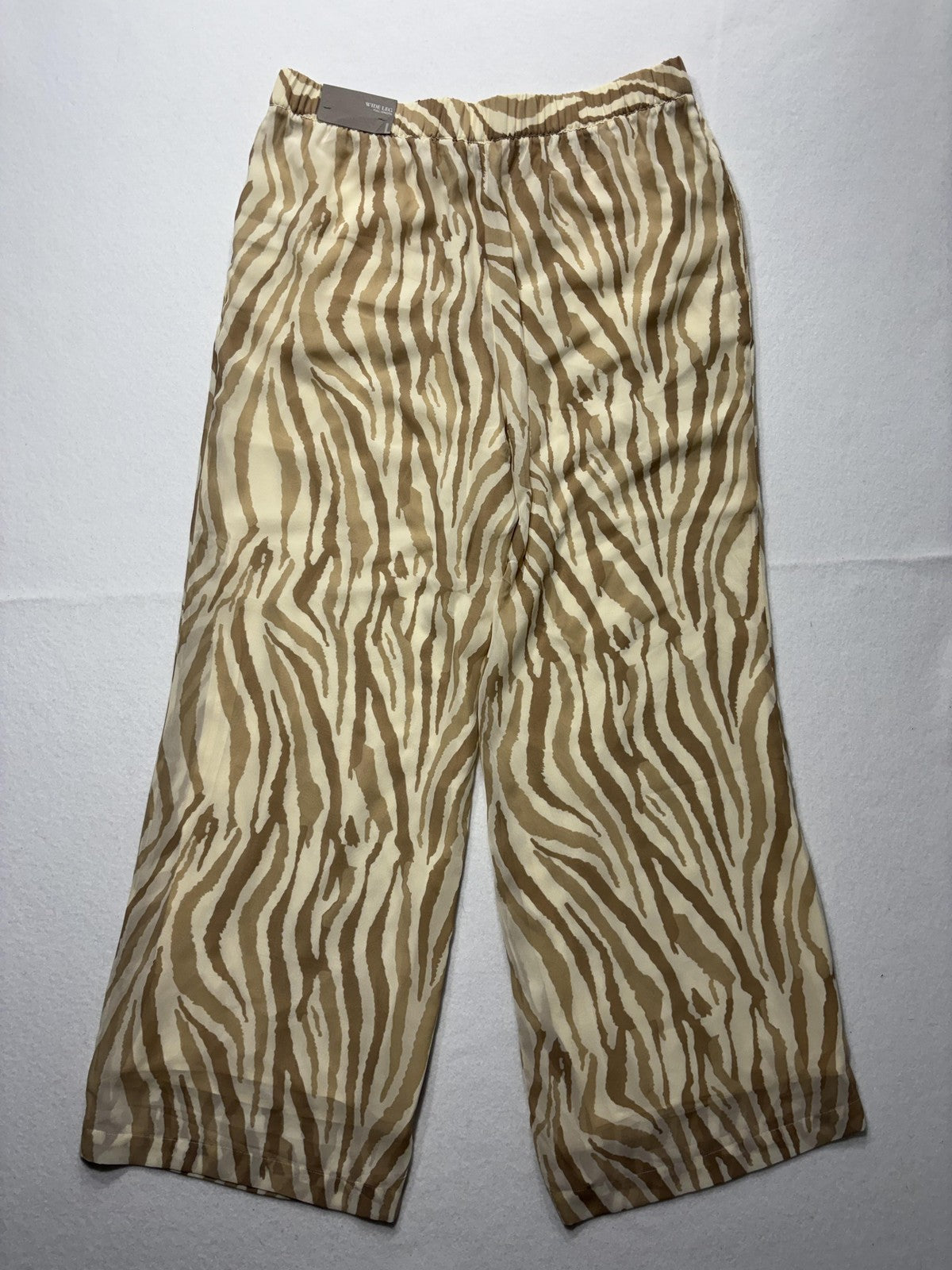 Soft Surroundings Dress Pants Womens Large Beige Neutral Zebra Wide Leg Pull On