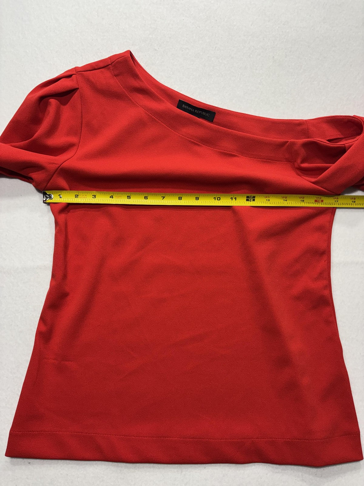 Banana Republic Blouse Womens S Red One Shoulder Long Sleeve Stretch Top Party