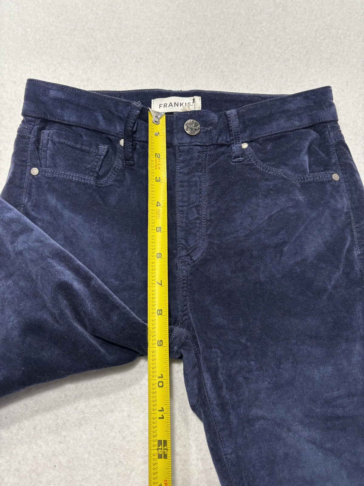 FRANKIE Pants Womens 24 Blue Velvet Skinny Jegging Stretch Zip Pockets Winter