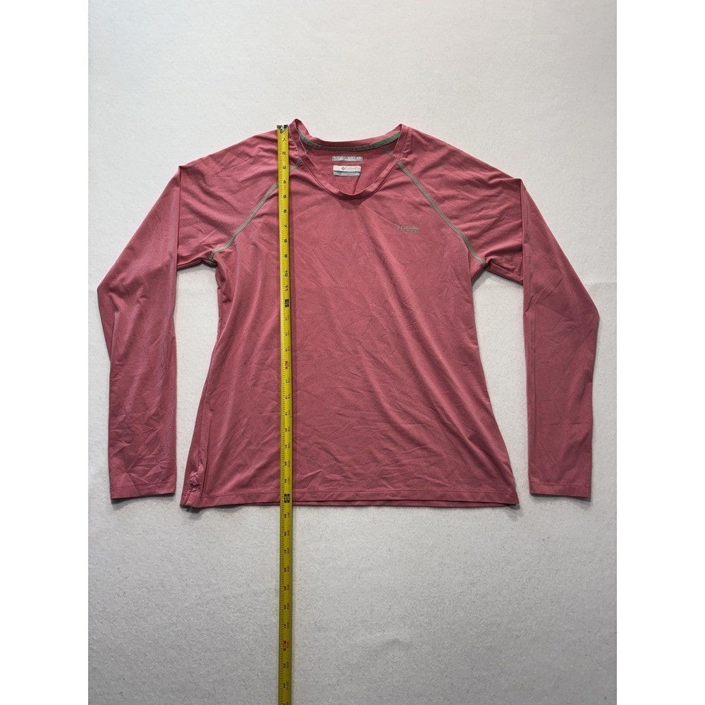 Columbia PFG Omni-Shade Shirt Womens M Pink Crew Neck Long Sleeve Sun Protection