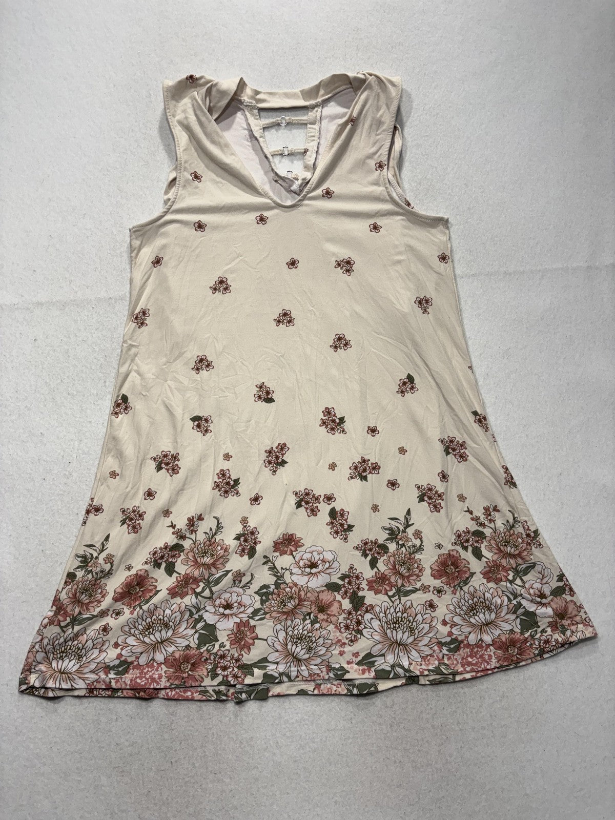 No Boundaries Girls White Floral V Neck Sleeveless Sundress L 11-13 Casual