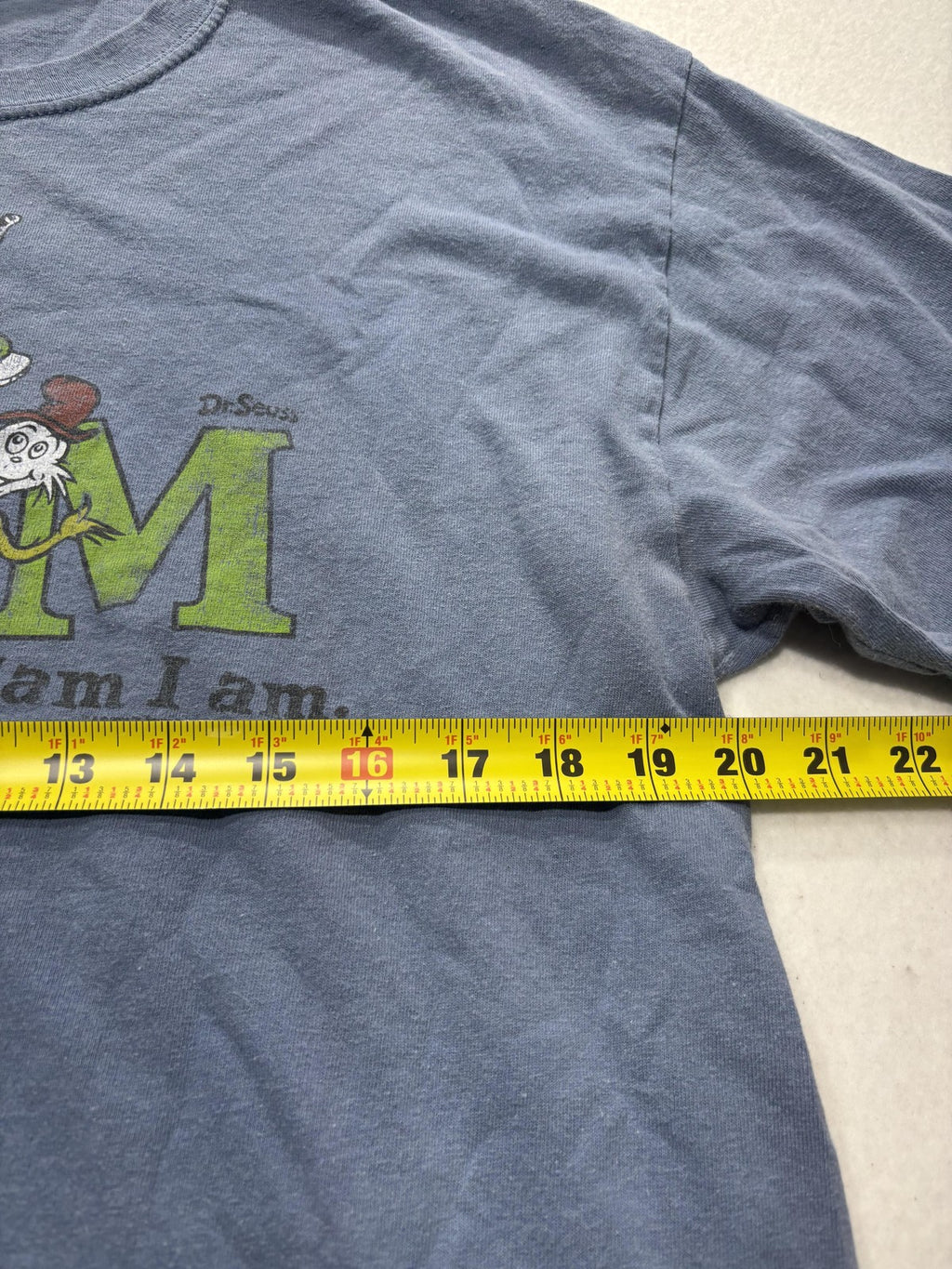 Vintage Dr Seuss Shirt Mens Large Blue Sam I Am Green Eggs Graphic Tee 2001
