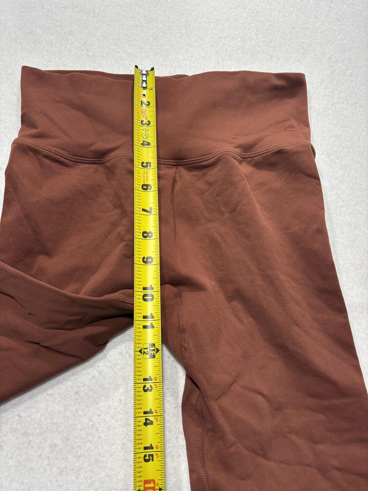 Unbranded Brown High Rise Ruched Back Ankle Leggings Womens M Stretch Athletic