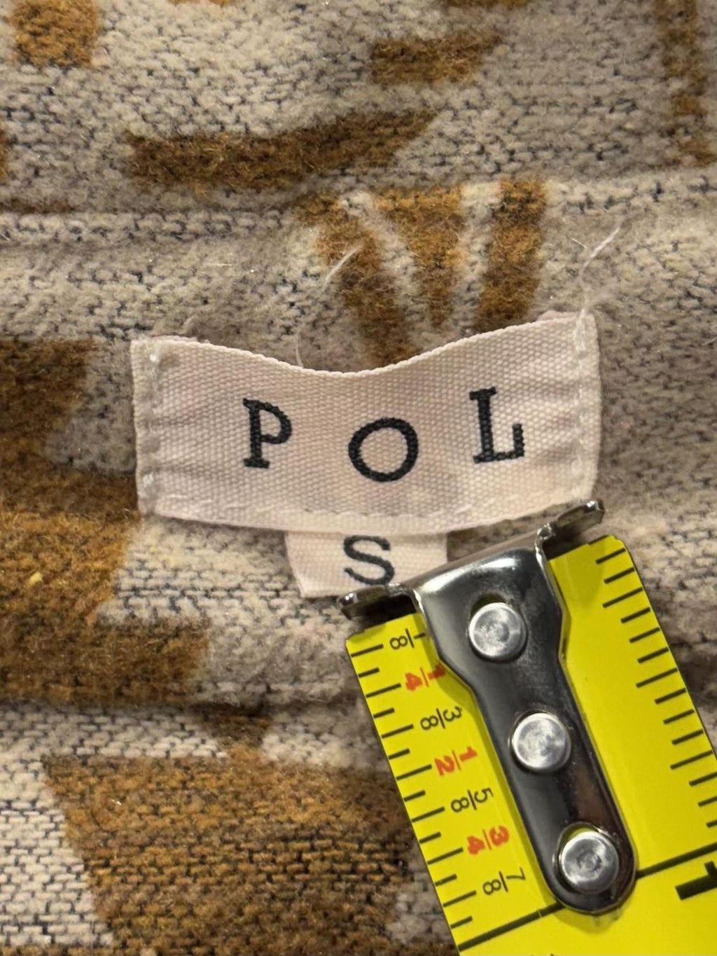 POL Jacket Womens S Brown Snap Front Aztec Geometric Western Shacket FWT361