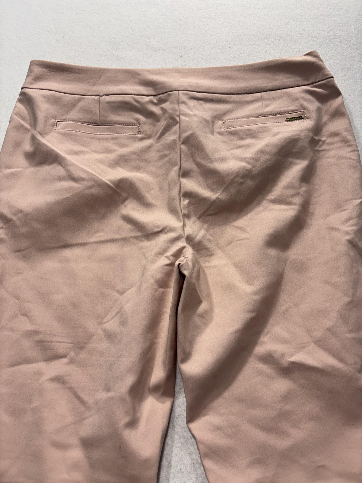 Anne Klein Dress Pants Womens 8 Pink Twill Straight Leg Gold Button Work Career