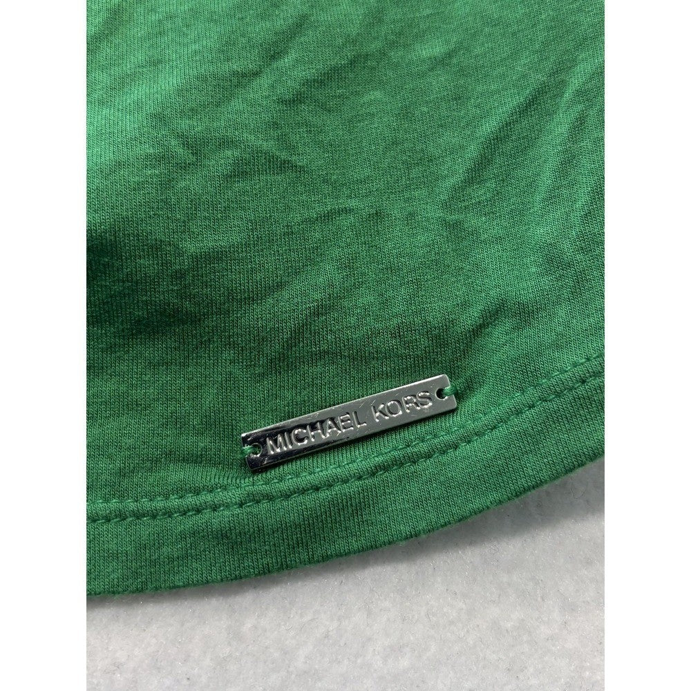 Michael Kors Top Womens Medium Green Cowl Neck 3/4 Sleeve Stretch Tunic Blouse