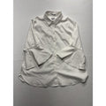 Chico's Blouse Womens 12 White Button Front Collared 3/4 Bell Sleeve Tunic Top
