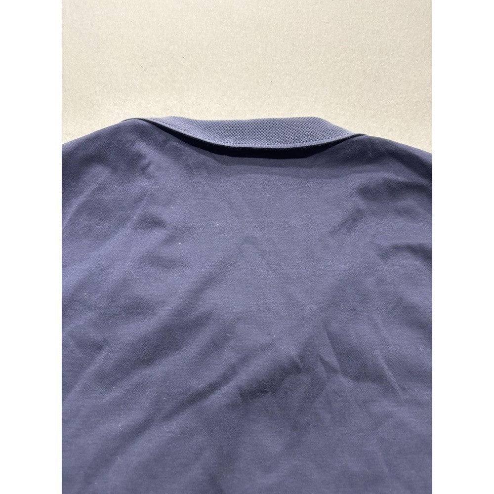 Hugo Boss Polo Shirt Mens Medium Blue Slim Fit Geometric Knit Short Sleeve